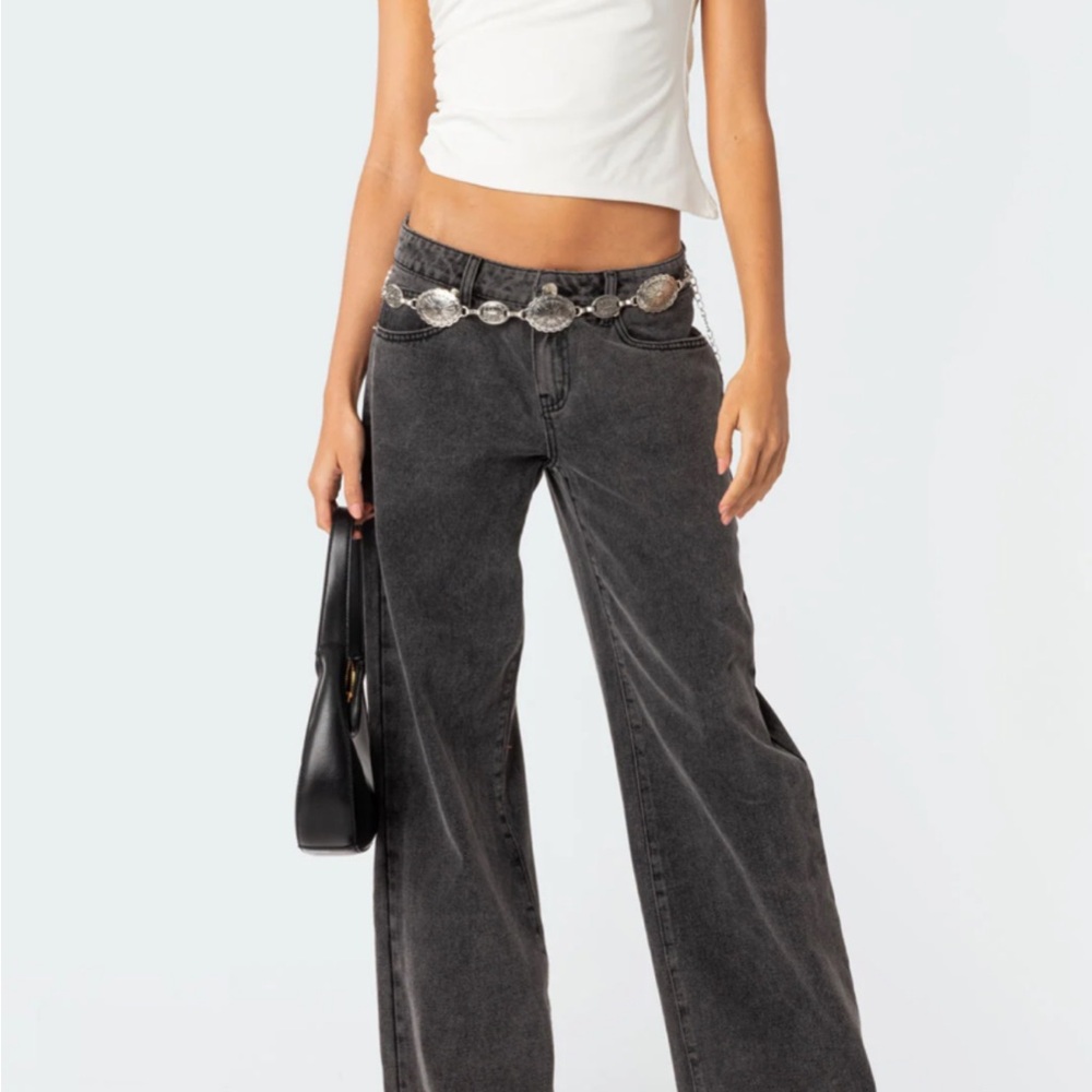 Women's Black Wide-Leg Jeans